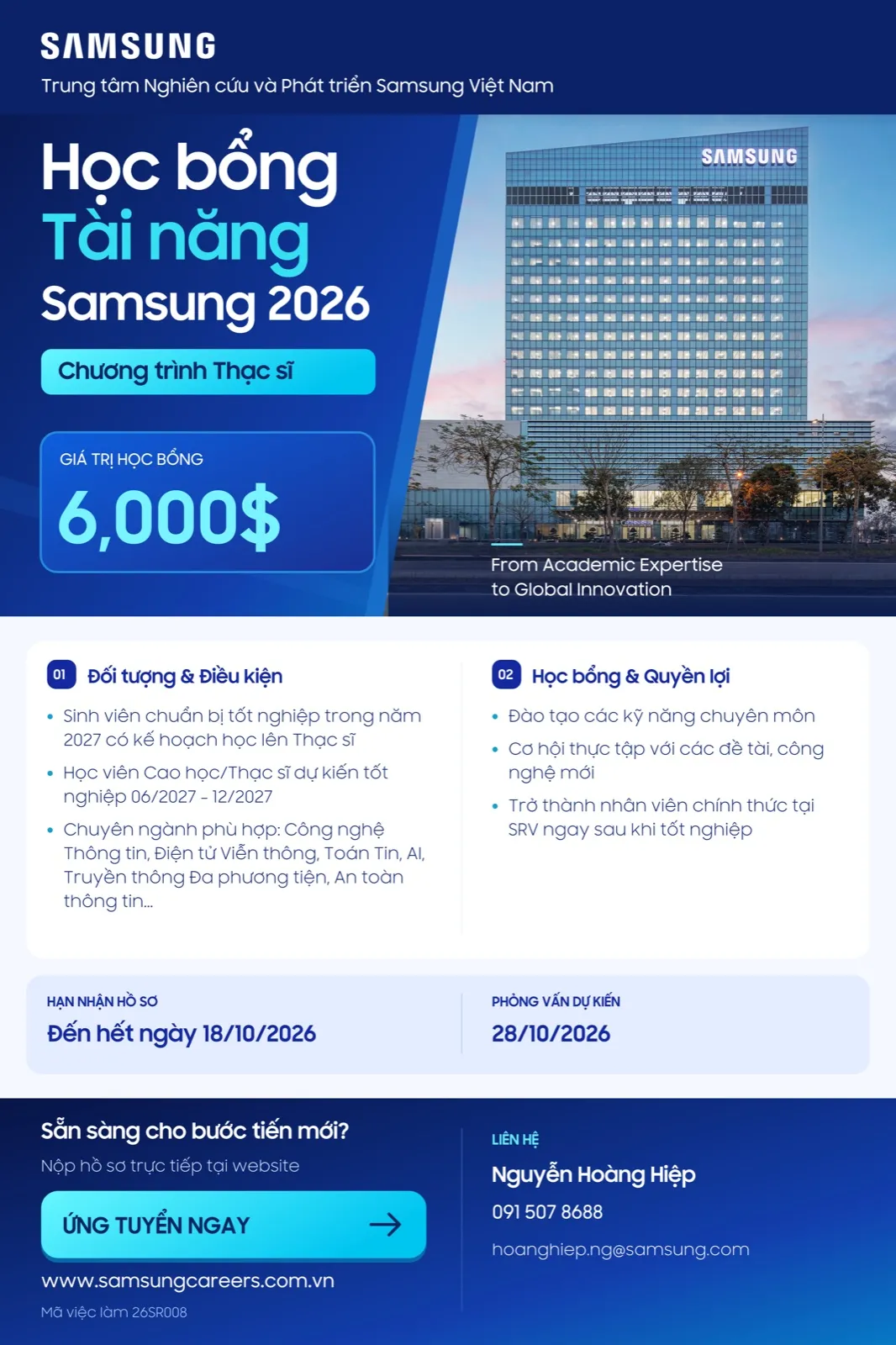 Poster Chương trình Học bổng Tài năng Samsung (STP Master) 2026 - Lần 2