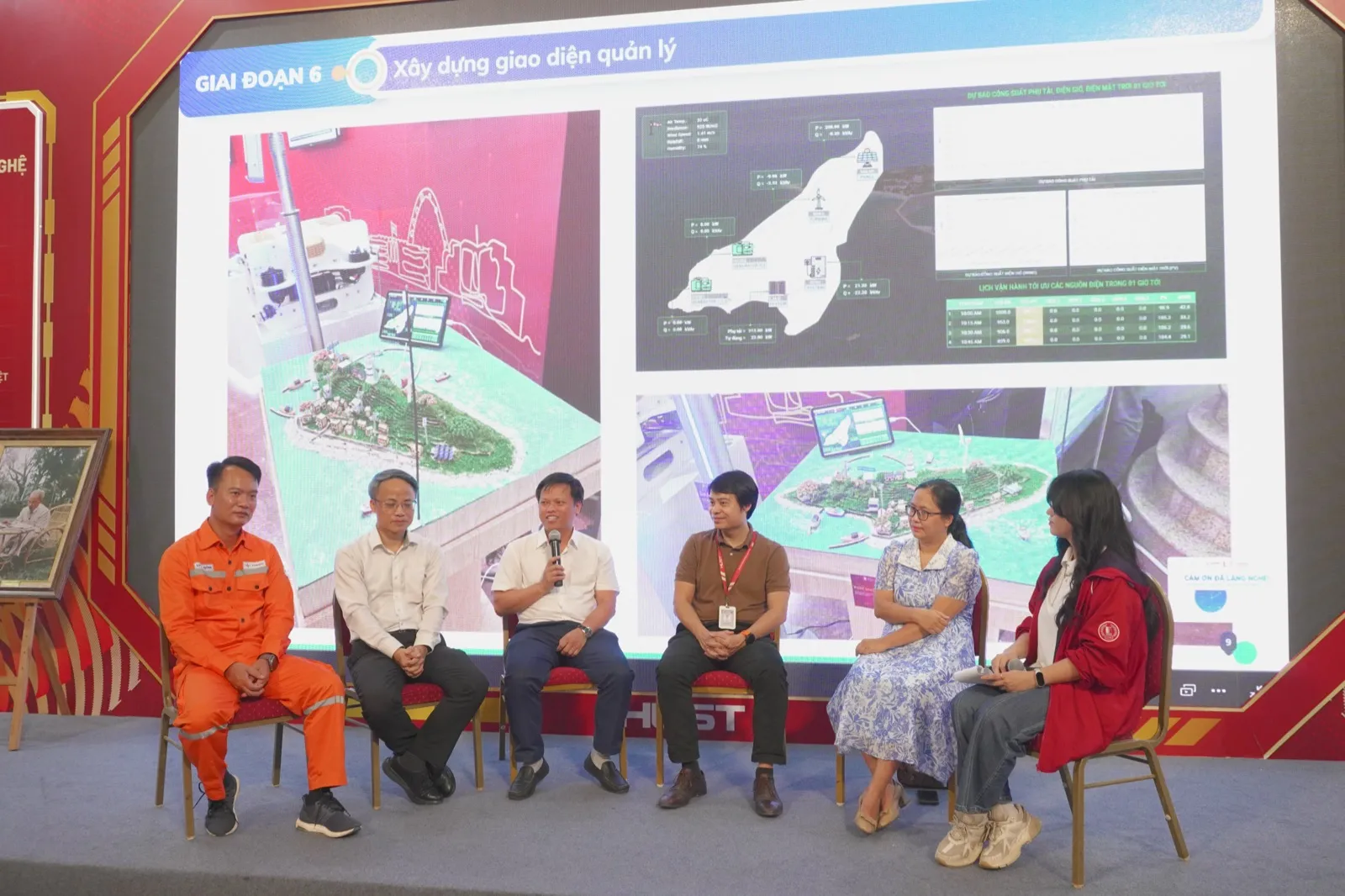 Giao diện phần mềm và sa bàn lưới điện nhỏ đảo Bạch Long Vĩ, chiếu tại talkshow