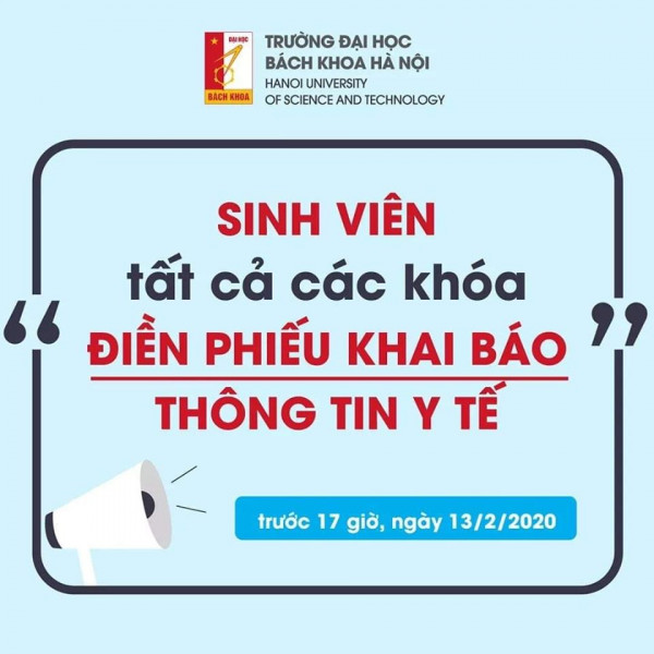 [Thông báo Khẩn] Sinh viên khai báo thông tin y tế