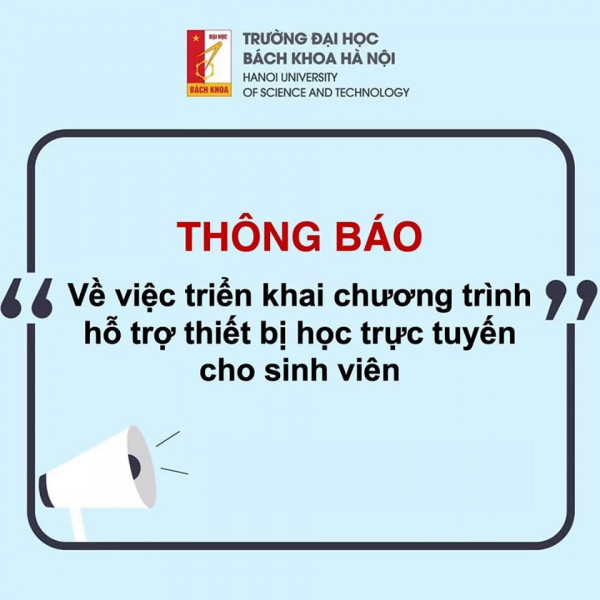 Thông báo về việc triển khai chương trình hỗ trợ thiết bị học trực tuyến cho sinh viên