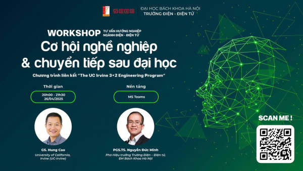 Chương trình trực tuyến WORKSHOP TƯ VẤN HƯỚNG NGHIỆP TRƯỜNG ĐIỆN - ĐIỆN TỬ: Cơ hội nghề nghiệp và chuyển tiếp Sau đại học